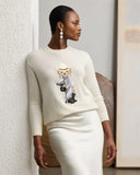 Fongt Women's Round-Necked Bear Cartoon Casual Free Sweater Raff Cashmere Knitted Shirt Girl