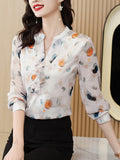 for Women 2023 Fall V-neck Women's Luxury Blouses Flower Women Tops Elegant and Youth Woman Blouses Basic Female
