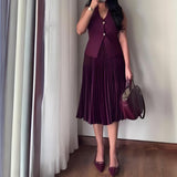 Fongt Women's Clothing 2025 Spring New Sleeveless V-Neck Vest Pressure Skirt Temperament Fashion Suit Woman