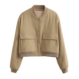 Spring Style Flip Large Pocket Decoration Vertical Collar Loose Jacket Jacket-Outfit