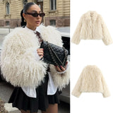 Fongt Women's ZA Autumn And Winter New Street Fashion Faux Fur Effect Jacket