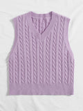 Fongt Sweaters Women's Knitted Vest Jumper V-Neck Vest Sweater Sleeveless Top
