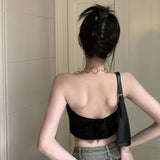 Women's Camisole Sleeveless Tank Tops Metal Halter Summer Korean Version-Outfit
