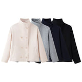 Fongt Women's Clothing INS Burst Double Buckle Solid Color This Sub-Quilt Collar Loose This Short