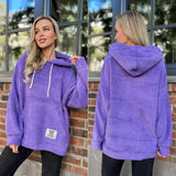 Fongt New Flannel Loose Hooded Long-Sleeved Woolen Coat