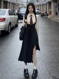 Autumn Y2k Bandage Dress Solid Sexy Girls Irregular Spaghetti Strap Dresses Gotihc Fashion Slim-fit Vestido De Mujer-Outfit