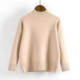 Winter Women Sweater Korean Mock Neck Warm Knitted Pullover Long Sleeve White Classic Bottoming Knitwear Tops 2023