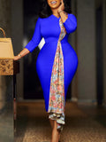 Fongt Plus-Size Women's 2025 Temperament OL Elegant Pencil Skirt Bag Hip Spliced African Dress