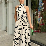Fongt 2024 Women's Ins New Fashion Round Collar Sexy Print