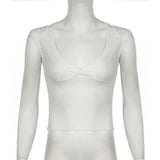Girl Style Simple Solid Color Basic Sexy Low-Cut V-Neck Slim Flying Sleeve T-Shirt 2024 Spring / Summer New Style-Outfit