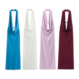 Fongt New Summer Women's Clothing White Folded Neck Dress