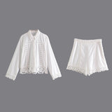 Crochet Knitted Shirt Crochet Shorts In Summer-Outfit