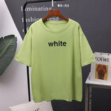Lttter Printed Cotton T Shirts Women Summer Harajuku Basic Loose Tees for Girl Simple Oversized Female Tops
