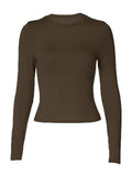 Solid Color Long Sleeve Top-Outfit
