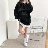 Vintage Letter Print Zipper Oversized Hoodie-Outfit