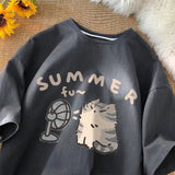 Aesthetic Kitten Print Oversized T-shirt-Outfit