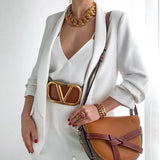 Autumn Women Solid Lapel Blazer Jacket Casual Long Sleeve Office Lady Work Suit Coat Elegant Femme Outerwear Cardigan