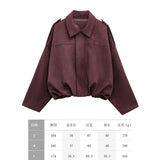 Fongt Velvet Loose Spring Girl Casual Blouse Zipper Fashion Bomber Jacket 2025 Bat Sleeve Texture