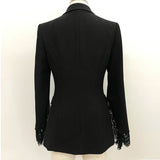 QUALITY 2023 Newest Designer Blazer Women's Slit Sleeve Lace Embellished Single Button Blazer