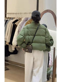 Advanced Sense Short Down Jacket Female Winter 2024 New Small Standing Collar Versatile White Duck Down Warm Coat Qiao-Outfit