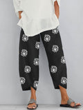 Loose Dandelion Print Elastic Waist Dungarees