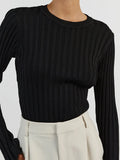 Fongt Collar Knitted Sweater Long-Sleeved Pit Strip Bottom Shirt Solid Color Tight Autumn And Winter Top