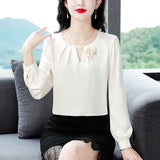 Fongt Satin Shirt Female Spring New Gentle Foreign Style Pearl Hanging Feeling Foreign Style Jacket-Outfit