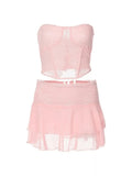Lace Paneled Two Piece Set-Outfit