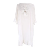 Fongt Cotton Lace Short Smock Loose Bikini Sunscreen Vacation Beach Dress Swimsuit Jacket