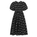 New Embroidered Bubble Sleeve Poplin Dress With Waist Length 7901865-Outfit