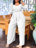 Fongt Women's Winter Long Sleeves Loose Broad-Legged Straight-Tight Large-Size African Jumpsuit