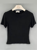 Summer Basic Sheath Women Solid O Neck Tshirt Autumn Stretch Casual Undershirt Female All-match Street Activity Crop Tops-Outfit