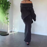 Fongt The Autumn Of 2025, The New Fashion Knitted Shoulder Collar Skirt Two-Piece Jacket