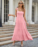 Fongt Summer Women's New Commuting Sleeveless Hot Girl Prints Long Sling Dress Women