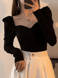 Ruched Puff Sleeve Blouse-Outfit