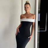 Color Casual Shoulder Dress 2024 Spring New Slimming Bag Hip Skirt-Outfit