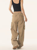 Fongt Small Loose Wide Leg Pants Female Spring And Autumn New Logo Paratrooper Pants Casual Cargo Pants-Outfit