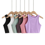 Fongt Yoga Female Training Double Layer Ultra Short Solid Color Vest-Outfit
