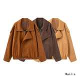 Fongt New Fashion Temperament Womenswear Designer Loose Leather Jacket