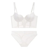 Fongt Corset Women's Thin Cup Long Fish Bone Girded Body Of Beautiful Vest-Back Bosom Large Bra Display Small Sexy Bra