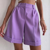 High Waist Shorts Women 2021 New Summer Casual Elegant Soft Pants with Sashes Loose Shorts with Pockets for