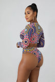 Fongt New Long Sleeve Zip Bikini High-Waisted Women's Split Swimsuit Conservative Sunscreen Beach