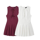 Fongt Women's Clothing 2025 Spring New Women's Wide Swing Bow Dress