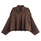 Fongt Color 2025 Spring And Autumn Leisure Tuffen Texture Collar Pilot Jacket Women B88824
