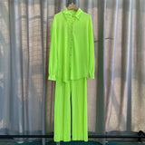 Net Color Press Fold Suit-Outfit