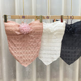 Fongt Three-Dimensional Mesh Yarn Pure Color Flower Sling Female Summer New Tight Vest Sweet Spicy Sleeveless