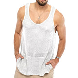 Fongt New Men's Wear Solid Color Loose Sleeveless Knitted Shirt Woolly Breathable Sports Vest