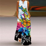 Summer Women's Fashion Sexy Digital Printed V-neck Sleeveless Pocket