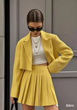 Fongt Short Suit Short Suit Suit Set Spring And Summer Double Buckle Short Suit + 100 Folded Short Skirts Two
