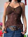 Halter Ruched Backless Cami Top-Outfit